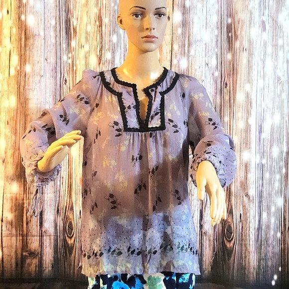 INC International Concepts Tops - I.N.C Women's 100% Pure Silk Floral Long Sleeve Blouse Size 6